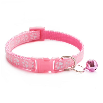 Buntes Haustierhalsband mit Glöckchen & Pfotenmuster