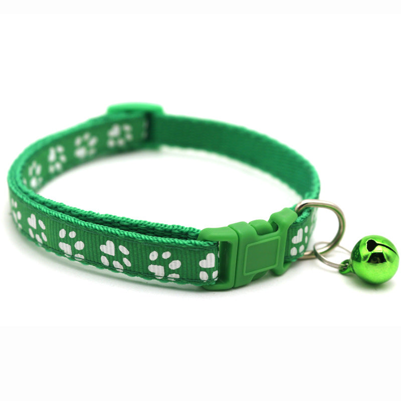 Buntes Haustierhalsband mit Glöckchen & Pfotenmuster