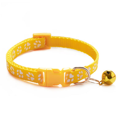 Buntes Haustierhalsband mit Glöckchen & Pfotenmuster