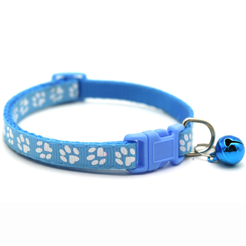 Buntes Haustierhalsband mit Glöckchen & Pfotenmuster