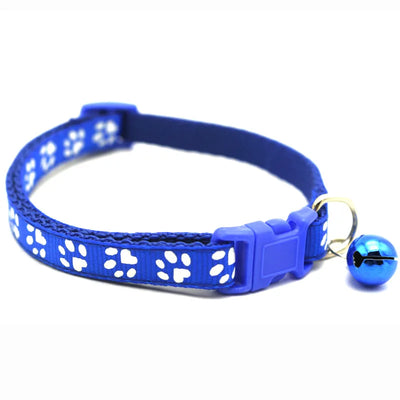 Buntes Haustierhalsband mit Glöckchen & Pfotenmuster