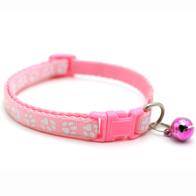 Buntes Haustierhalsband mit Glöckchen & Pfotenmuster