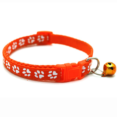 Buntes Haustierhalsband mit Glöckchen & Pfotenmuster