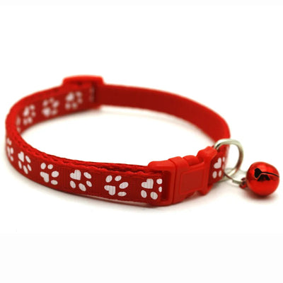 Buntes Haustierhalsband mit Glöckchen & Pfotenmuster