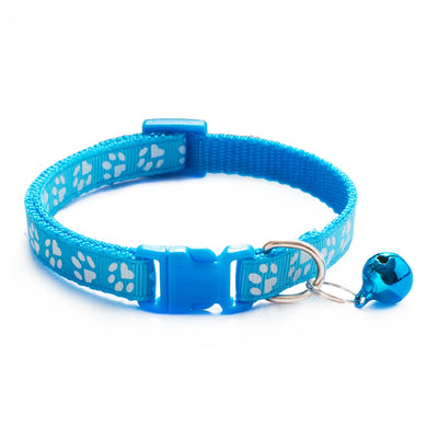 Buntes Haustierhalsband mit Glöckchen & Pfotenmuster