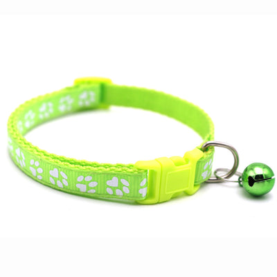 Buntes Haustierhalsband mit Glöckchen & Pfotenmuster