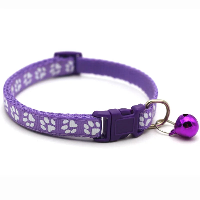 Buntes Haustierhalsband mit Glöckchen & Pfotenmuster