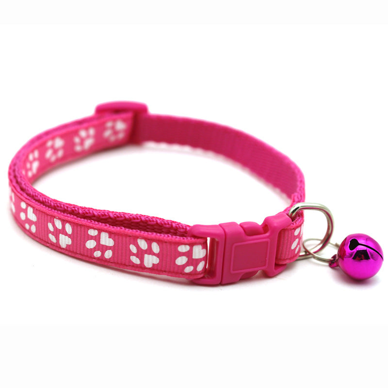 Buntes Haustierhalsband mit Glöckchen & Pfotenmuster