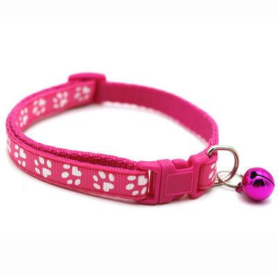 Buntes Haustierhalsband mit Glöckchen & Pfotenmuster