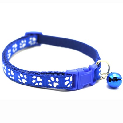 Buntes Haustierhalsband mit Glöckchen & Pfotenmuster