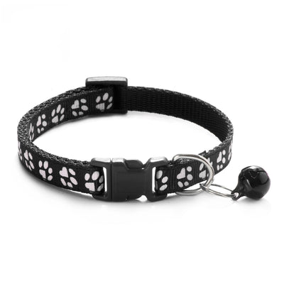 Buntes Haustierhalsband mit Glöckchen & Pfotenmuster