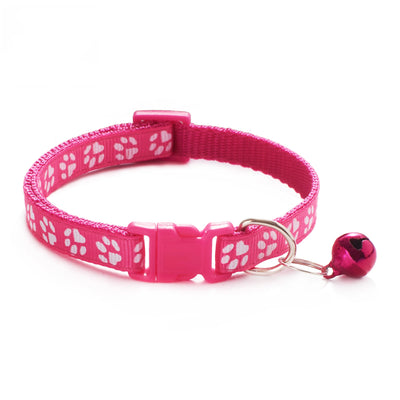 Buntes Haustierhalsband mit Glöckchen & Pfotenmuster